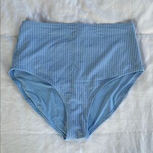 NWOT H&M Light Baby Blue Ribbed High-Waisted Bikini Bottoms
